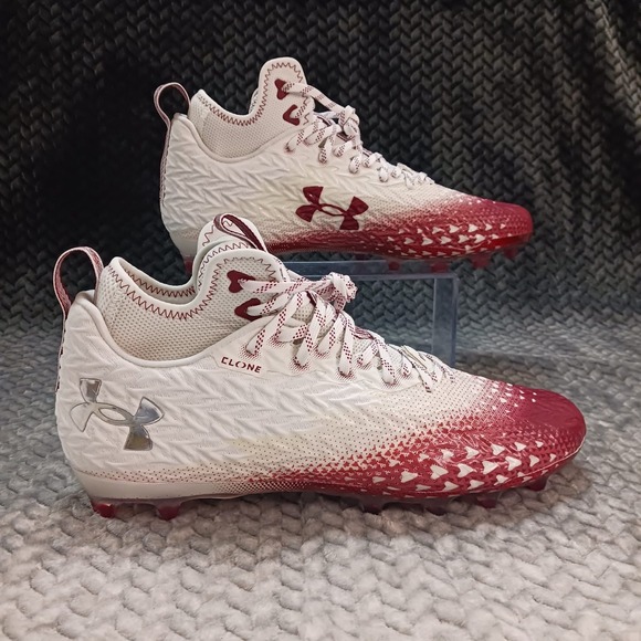 Under‎ Armour Spotlight Clone 3.0 MC Football Cleats White Red Size 12.5 Mens